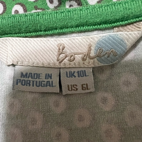 Boden Green and White Puff Sleeve Wrap  Dress - Picture 2 of 11